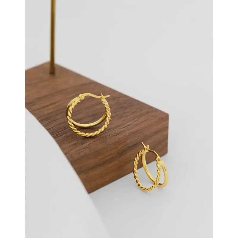 Lovcia Simple Double Layers Twisted 925 Sterling Silver Hoop Earrings-Earrings-Rhodium-Rhodium