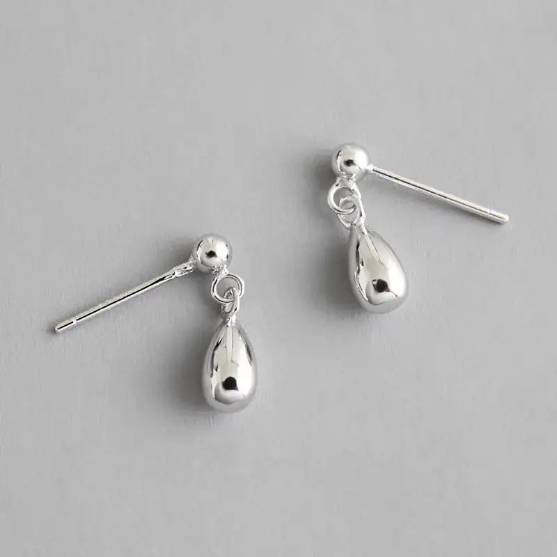 Lovcia Simple Drop Water Girl 925 Sterling Silver Stud Earrings-Earrings-Rhodium-Rhodium