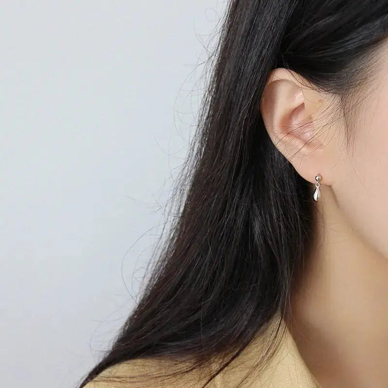 Lovcia Simple Drop Water Girl 925 Sterling Silver Stud Earrings-Earrings-Rhodium-Rhodium
