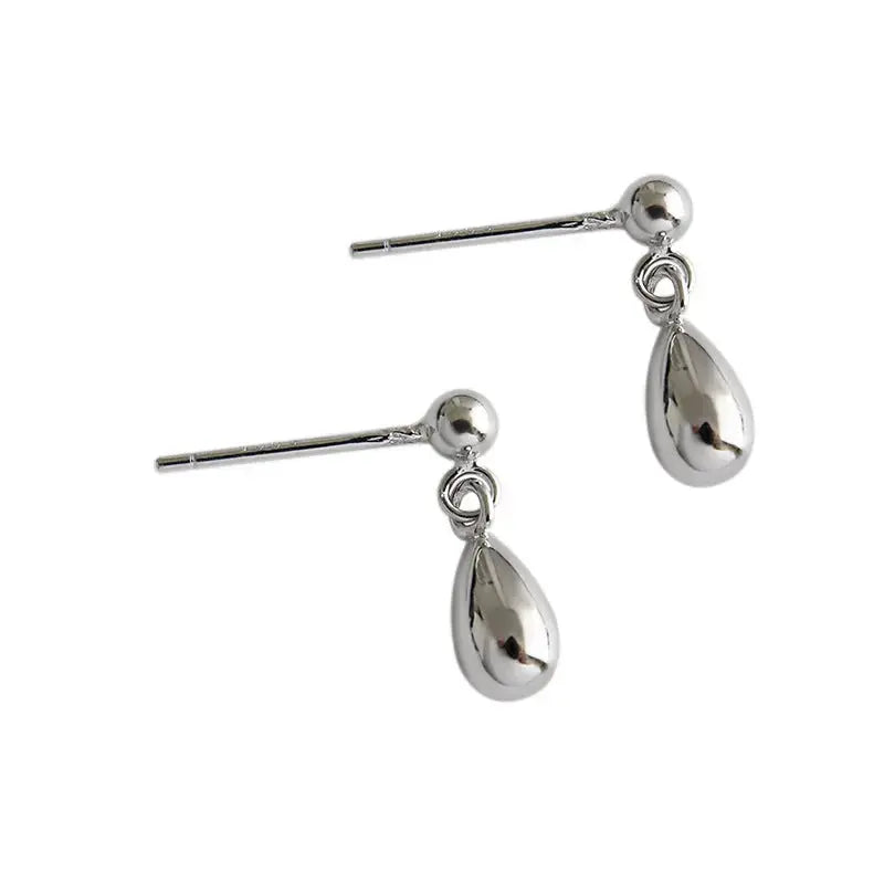 Lovcia Simple Drop Water Girl 925 Sterling Silver Stud Earrings-Earrings-Rhodium-Rhodium