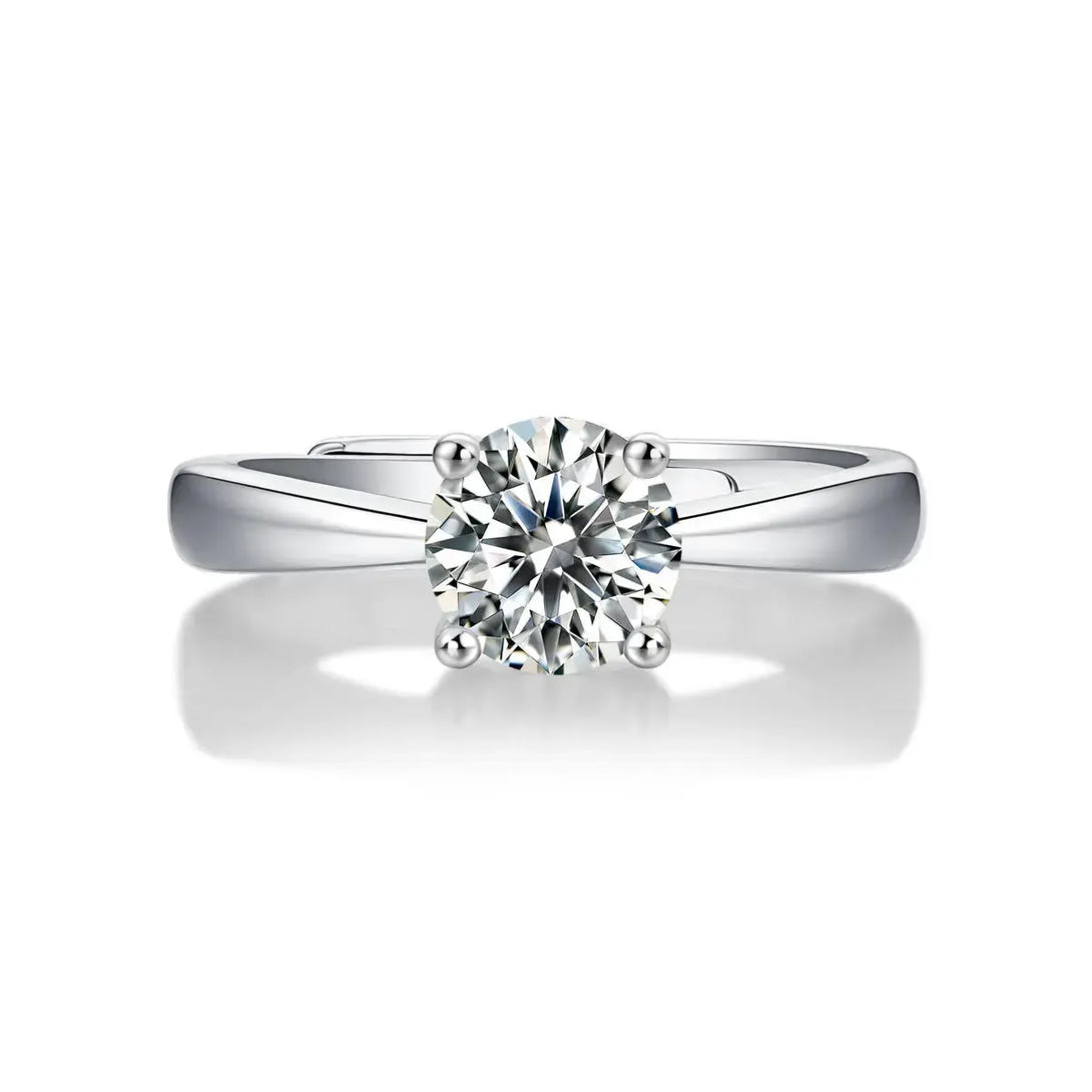 Lovcia Simple Four Claw Moissanite CZ Micro Setting 925 Sterling Silver Adjustable Ring-Rings-0.5 ct ( Certificate Included )-0.5 ct ( Certificate Included )