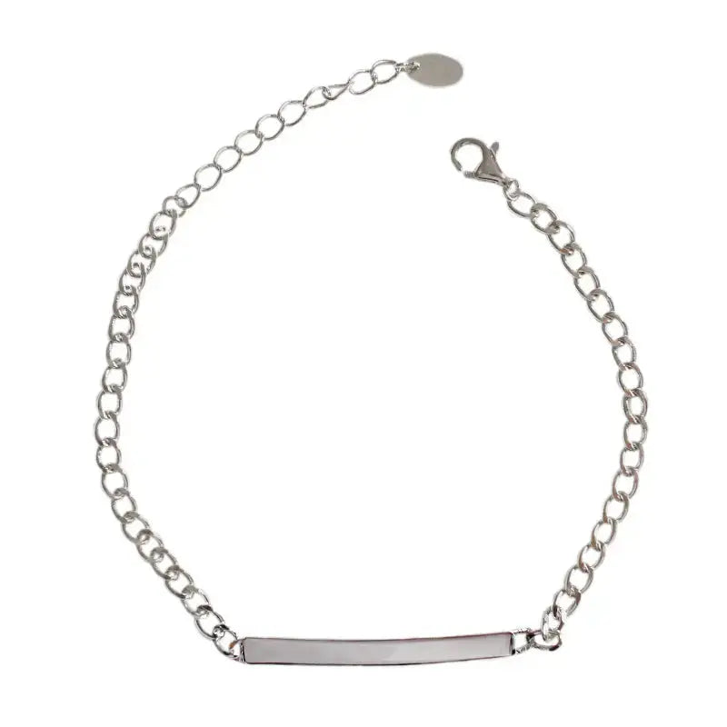 Lovcia Simple Geometric Horizontal Line Solid 925 Sterling Silver Adjustable Chain Bracelet-Bracelets-