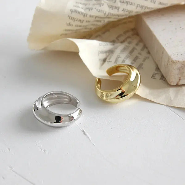 Lovcia Simple Geometry Airship 925 Sterling Silver Adjustable Ring-Rings-Rhodium-Rhodium