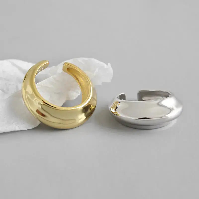 Lovcia Simple Geometry Airship 925 Sterling Silver Adjustable Ring-Rings-Rhodium-Rhodium