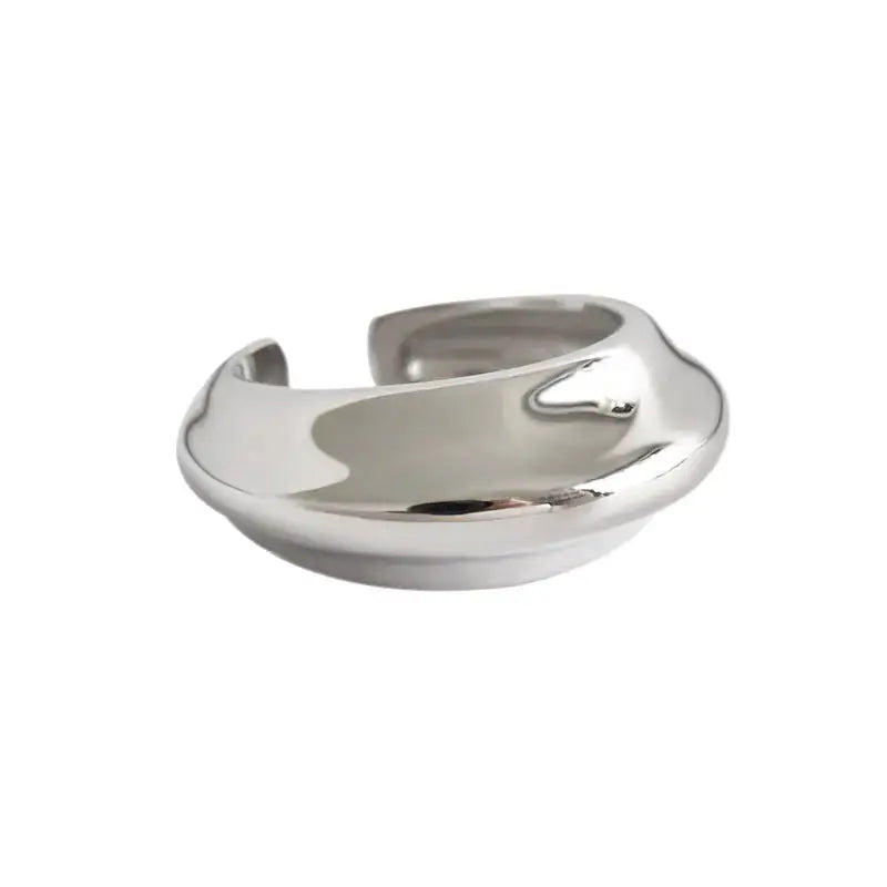 Lovcia Simple Geometry Airship 925 Sterling Silver Adjustable Ring-Rings-Rhodium-Rhodium