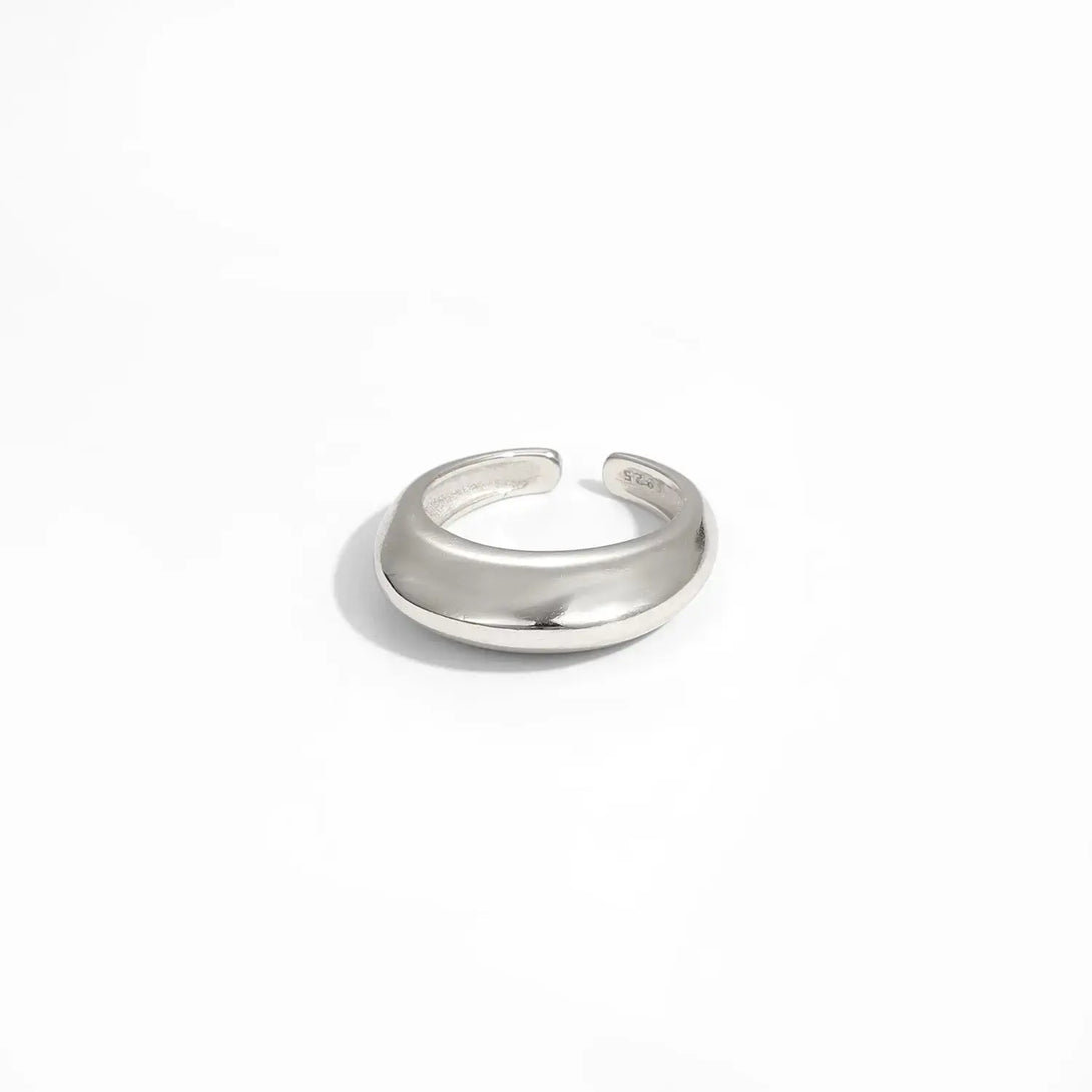 Lovcia Simple Geometry Airship 925 Sterling Silver Adjustable Ring-Rings-Rhodium-Rhodium