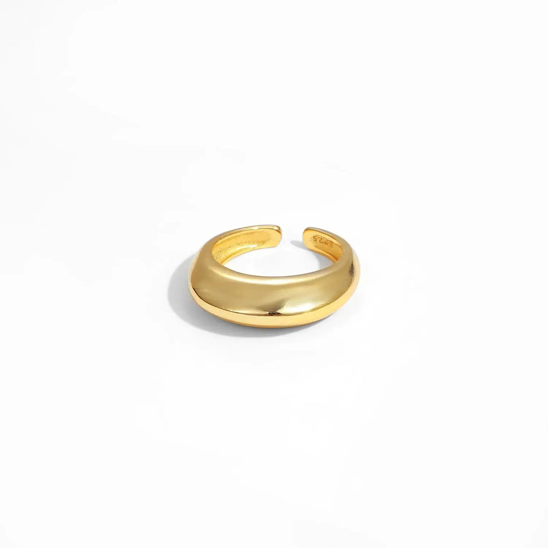 Lovcia Simple Geometry Airship 925 Sterling Silver Adjustable Ring-Rings-Yellow Gold-Yellow Gold