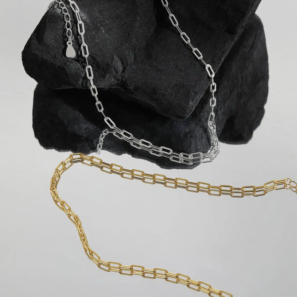 LOVCIA Simple Geometry Hollow Chain 925 Sterling Silver Choker Necklace
