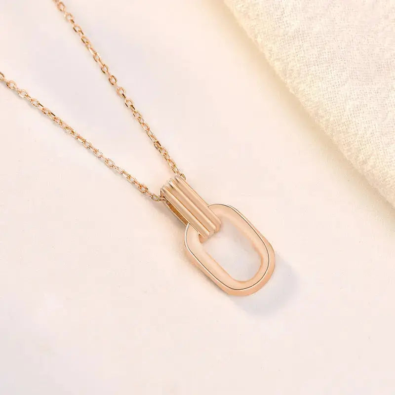 Lovcia Simple Geometry Hollow Rectangle 925 Sterling Silver Necklace-Necklaces-Champagne Gold-Champagne Gold