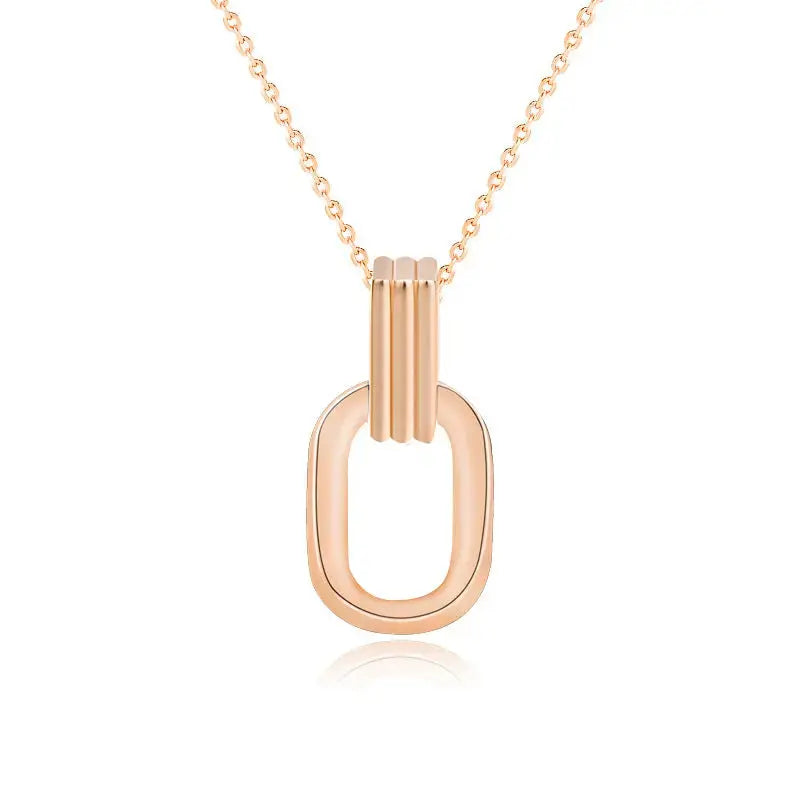 Lovcia Simple Geometry Hollow Rectangle 925 Sterling Silver Necklace-Necklaces-Champagne Gold-Champagne Gold