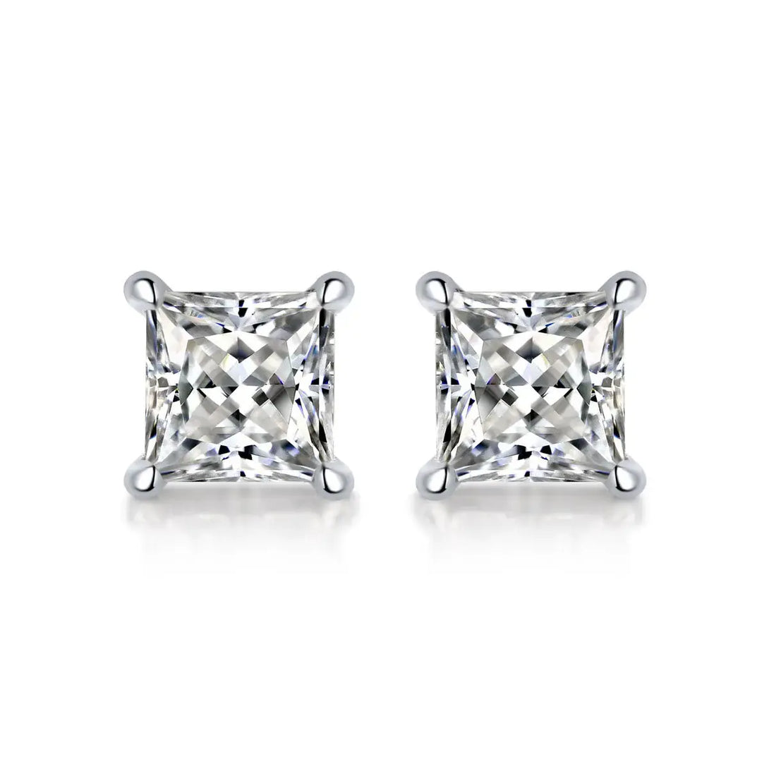 Lovcia Simple Geometry Moissanite CZ Baguette 925 Sterling Silver Stud Earrings-Earrings-0.5 ct ( Certificate Included )-0.5 ct ( Certificate Included )