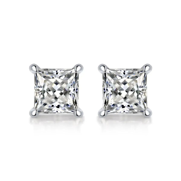 Lovcia Simple Geometry Moissanite CZ Baguette 925 Sterling Silver Stud Earrings-Earrings-0.5 ct ( Certificate Included )-0.5 ct ( Certificate Included )