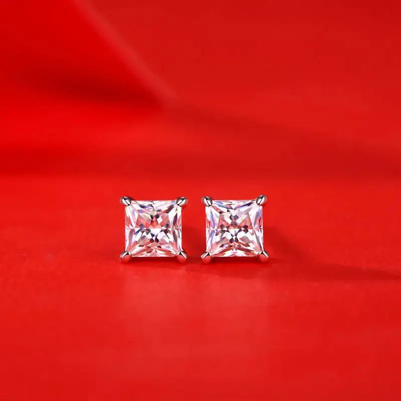 Lovcia Simple Geometry Moissanite CZ Baguette 925 Sterling Silver Stud Earrings-Earrings-0.5 ct ( Certificate Included )-0.5 ct ( Certificate Included )