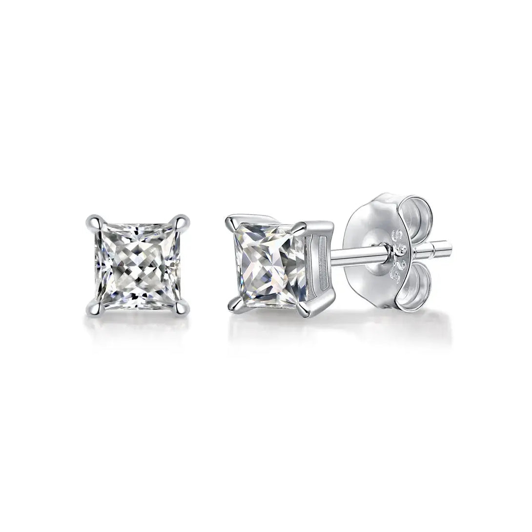 Lovcia Simple Geometry Moissanite CZ Baguette 925 Sterling Silver Stud Earrings-Earrings-0.5 ct ( Certificate Included )-0.5 ct ( Certificate Included )