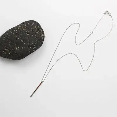 Lovcia Simple Geometry Square Bar 925 Sterling Silver Necklace-Necklaces-Rhodium-Rhodium