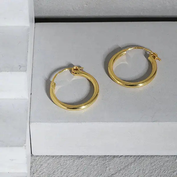 Lovcia Simple Geometry Tiny Circle 925 Sterling Silver Hoop Earrings-Earrings-Rhodium-13mm-Rhodium