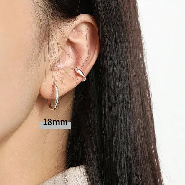 Lovcia Simple Geometry Tiny Circle 925 Sterling Silver Hoop Earrings-Earrings-Rhodium-13mm-Rhodium