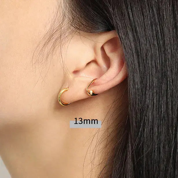Lovcia Simple Geometry Tiny Circle 925 Sterling Silver Hoop Earrings-Earrings-Rhodium-13mm-Rhodium