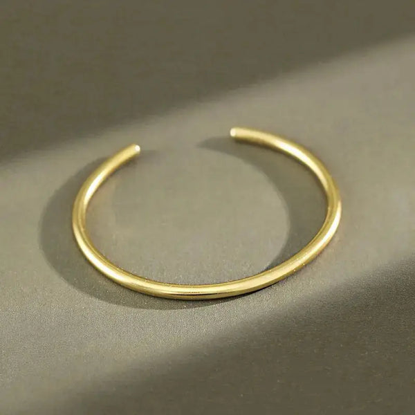 Lovcia Simple Golden 925 Sterling Silver Open Bangle-Bracelets-Silver-Silver