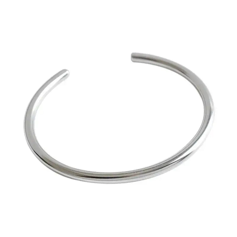 Lovcia Simple Golden 925 Sterling Silver Open Bangle-Bracelets-Silver-Silver