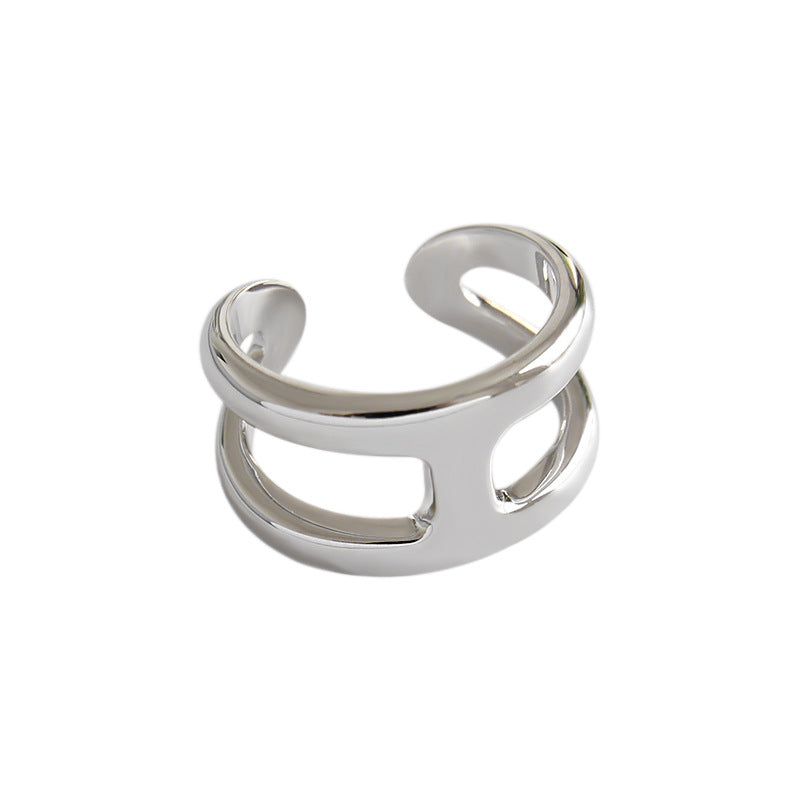 Lovcia Simple H Double 925 Sterling Silver Adjustable Ring-Rings-