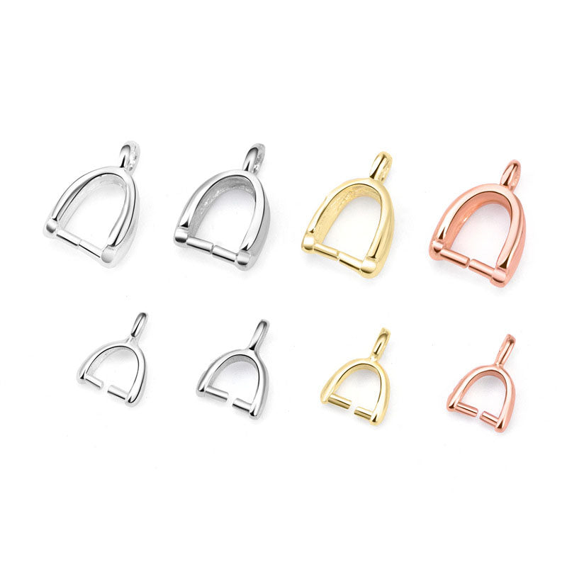 Lovcia Simple Hollow 925 Sterling Silver Diy Bail Gold-Jewelry Making Kits-Rose Gold-Large Size-Rose Gold