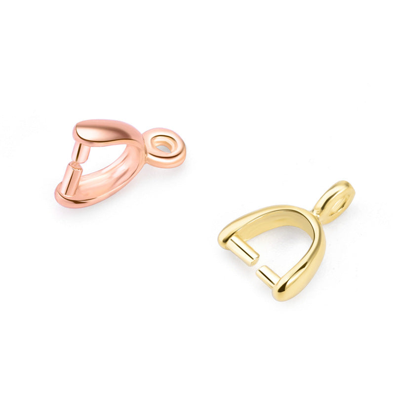 Lovcia Simple Hollow 925 Sterling Silver Diy Bail Gold-Jewelry Making Kits-Rose Gold-Large Size-Rose Gold
