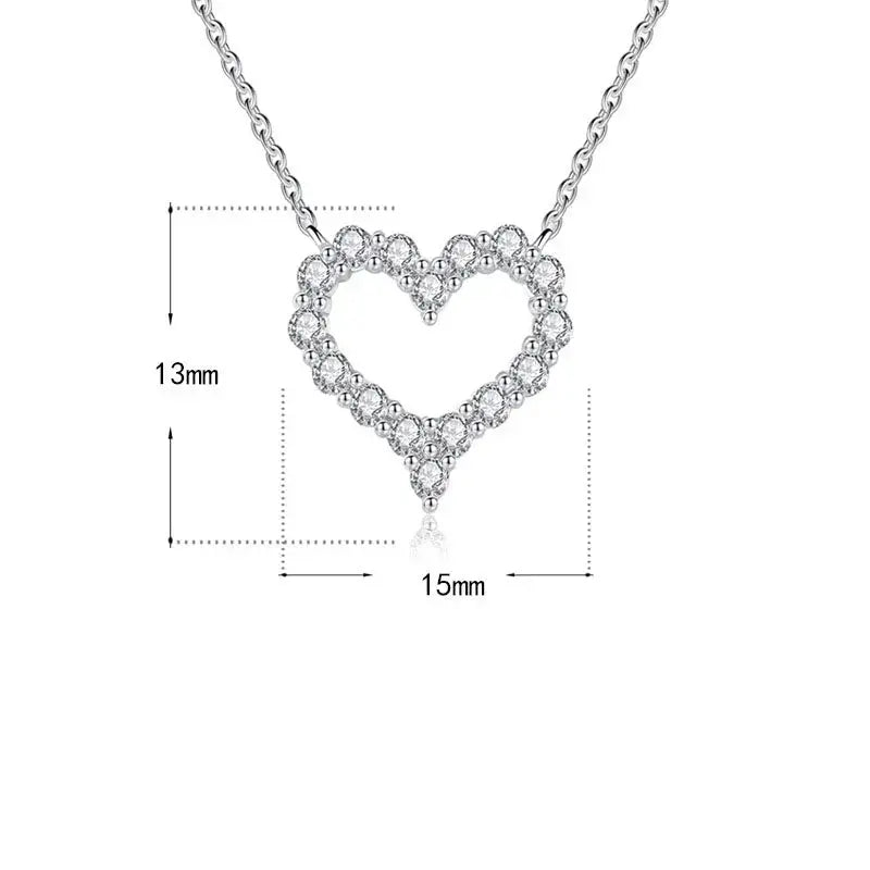 Lovcia Simple Hollow CZ Heart 925 Sterling Silver Necklace-Necklaces-Silver-Silver