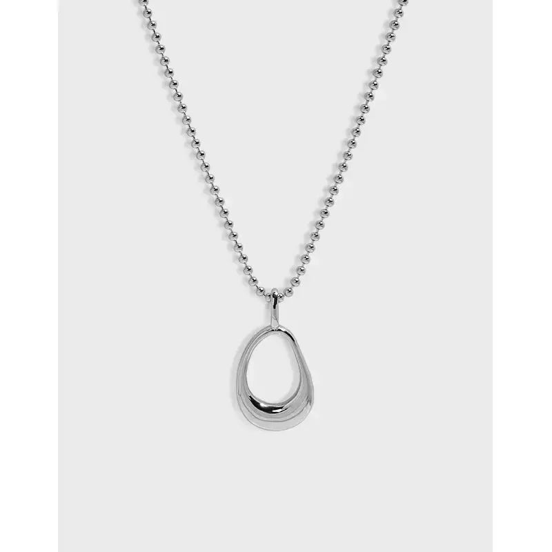 Lovcia Simple Hollow Ellipse Beads 925 Sterling Silver Necklace-Necklaces-Yellow Gold-Yellow Gold
