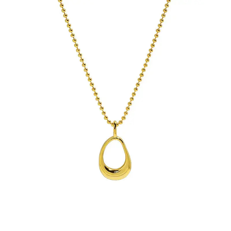 Lovcia Simple Hollow Ellipse Beads 925 Sterling Silver Necklace-Necklaces-Yellow Gold-Yellow Gold