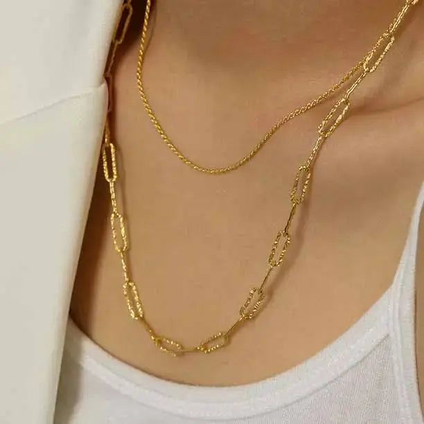 Lovcia Simple Hollow Geometry Chain 925 Sterling Silver Necklace-Necklaces-Silver-Silver