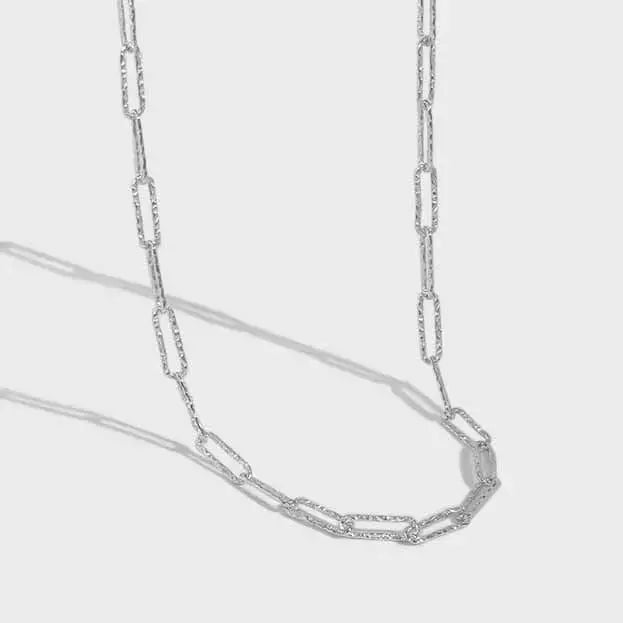 Lovcia Simple Hollow Geometry Chain 925 Sterling Silver Necklace-Necklaces-Silver-Silver