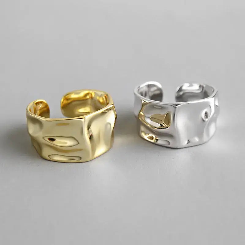 Lovcia Simple Irregular Concavo Convex 925 Sterling Silver Adjustable Ring-Rings-Silver-Silver