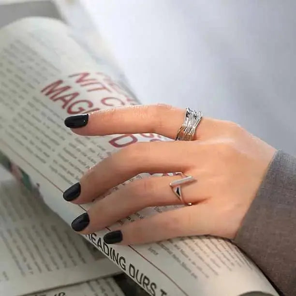 Lovcia Simple Irregular Grain 925 Sterling Silver Adjustable Ring-Rings-Silver-Silver