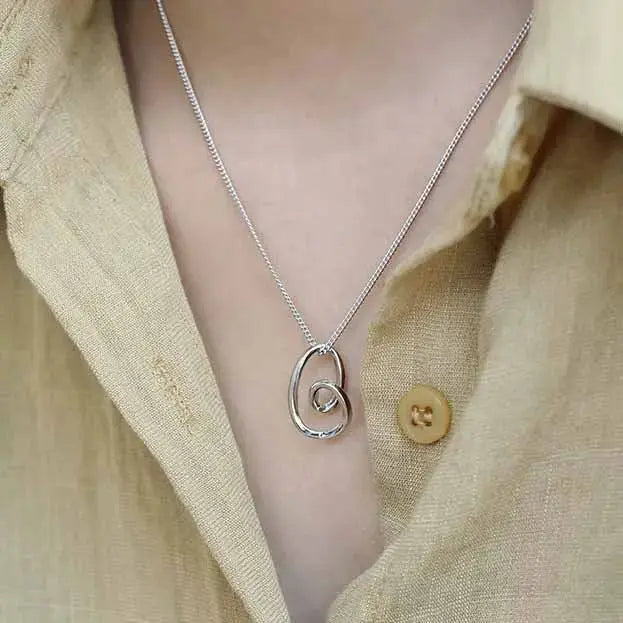 Lovcia Simple Irregular Hollow Heart 925 Sterling Silver Necklace-Necklaces-Silver-Silver