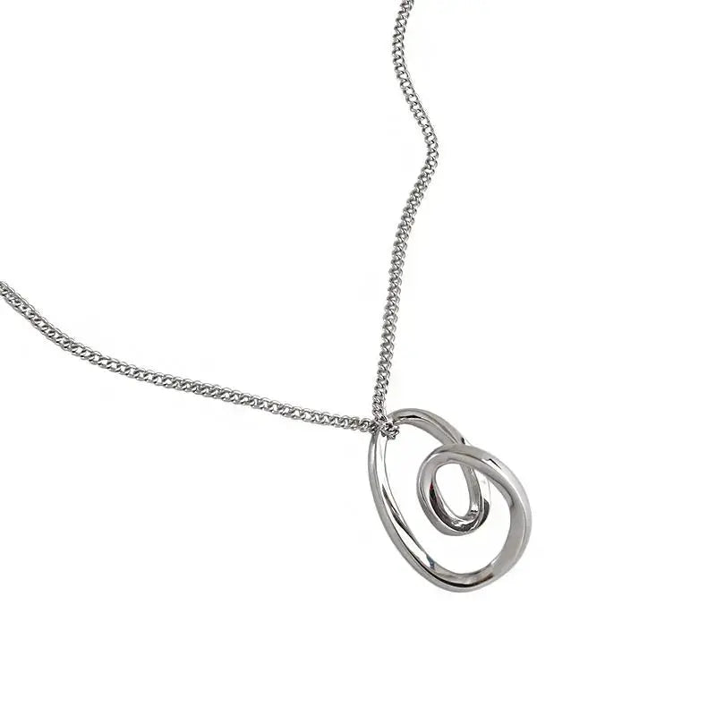 Lovcia Simple Irregular Hollow Heart 925 Sterling Silver Necklace-Necklaces-Silver-Silver