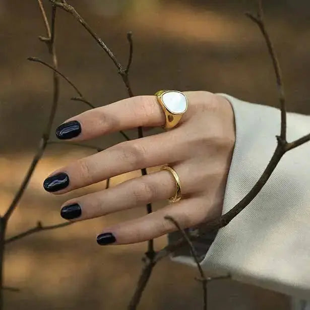 Lovcia Simple Irregular Round Shell 925 Sterling Silver Adjustable Ring-Rings-Silver-Silver