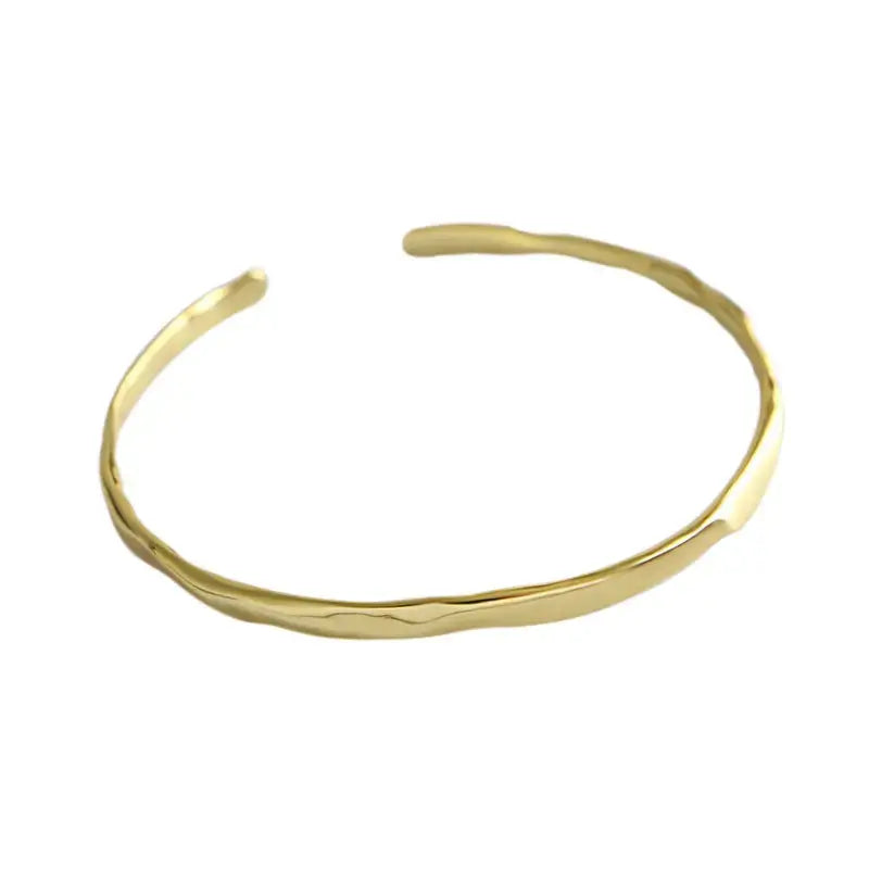 Lovcia Simple Irregular Wave New 925 Sterling Silver Open Bangle-Bracelets-Rhodium-Rhodium