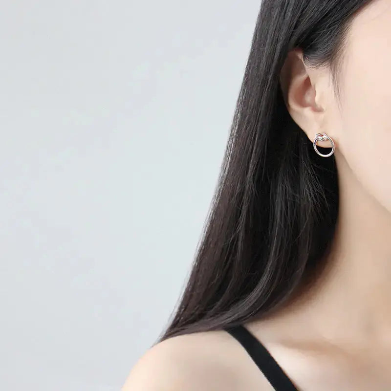Lovcia Simple Knot Circle 925 Sterling Silver Stud Earrings-Earrings-Yellow Gold-Yellow Gold