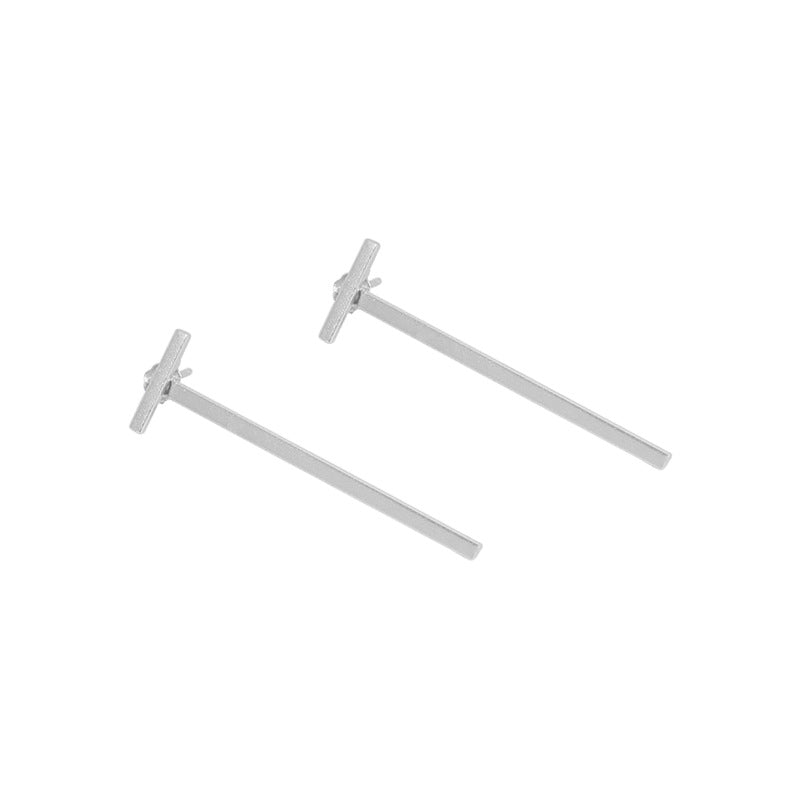 Lovcia Simple Letter T 925 Sterling Silver Stud Earrings-Earrings-Rhodium-Rhodium