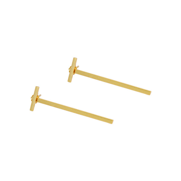Lovcia Simple Letter T 925 Sterling Silver Stud Earrings-Earrings-Yellow Gold-