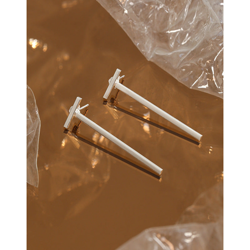 Lovcia Simple Letter T 925 Sterling Silver Stud Earrings-Earrings-Yellow Gold-Yellow Gold