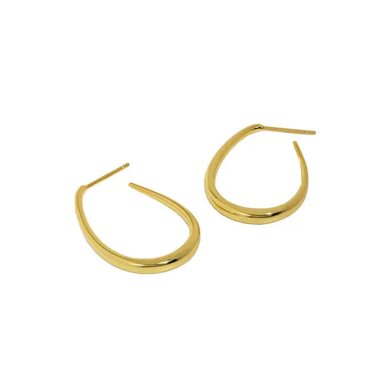 Lovcia Simple Letter U Shape 925 Sterling Silver Hoop Earrings-Earrings-Rhodium-Rhodium