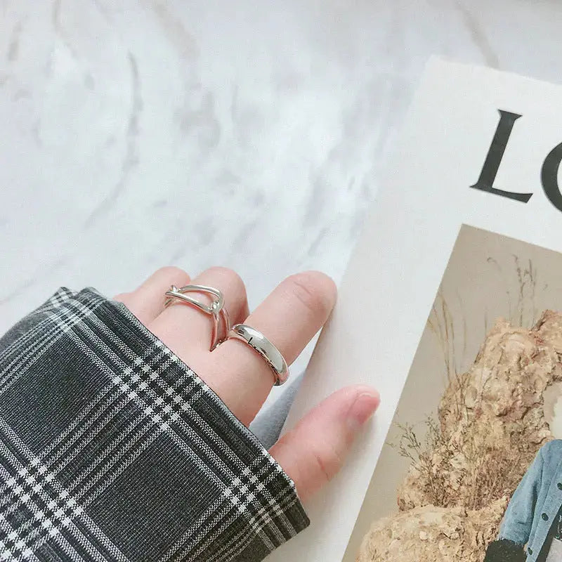 Lovcia Simple Letters Here i am 925 Sterling Silver Adjustable Ring-Rings-Rhodium-Rhodium