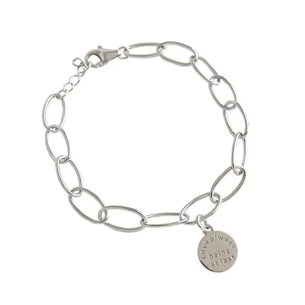 Lovcia Simple Letters Tag 925 Sterling Silver Hollow Chain Bracelet-Bracelets-Silver-Silver