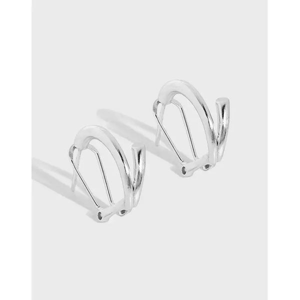Lovcia Simple Lines Circle Students 925 Sterling Silver Hoop Earrings-Earrings-Rhodium-Rhodium