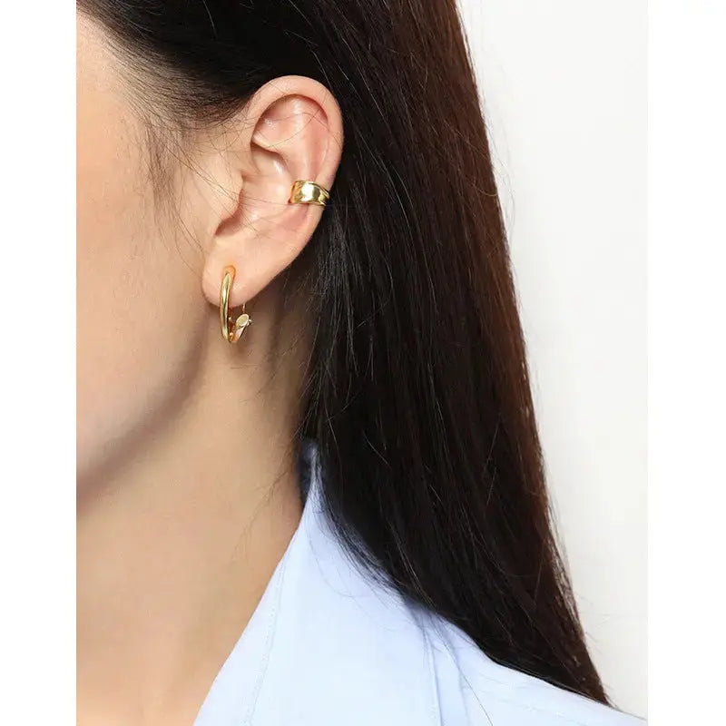 Lovcia Simple Lines Circle Students 925 Sterling Silver Hoop Earrings-Earrings-Rhodium-Rhodium
