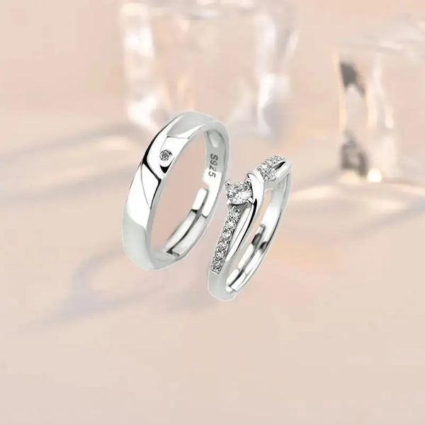 Lovcia Simple Micro Setting CZ 925 Sterling Silver Adjustable Promise Ring-Rings-Women Ring & Rose Gold-Women Ring & Rose Gold