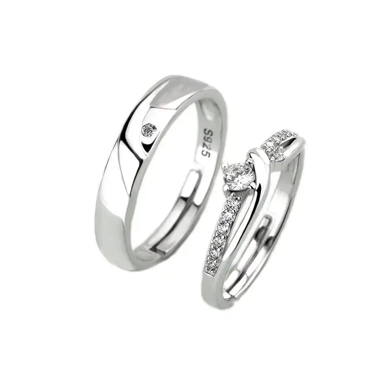 Lovcia Simple Micro Setting CZ 925 Sterling Silver Adjustable Promise Ring-Rings-Women Ring & Rose Gold-Women Ring & Rose Gold