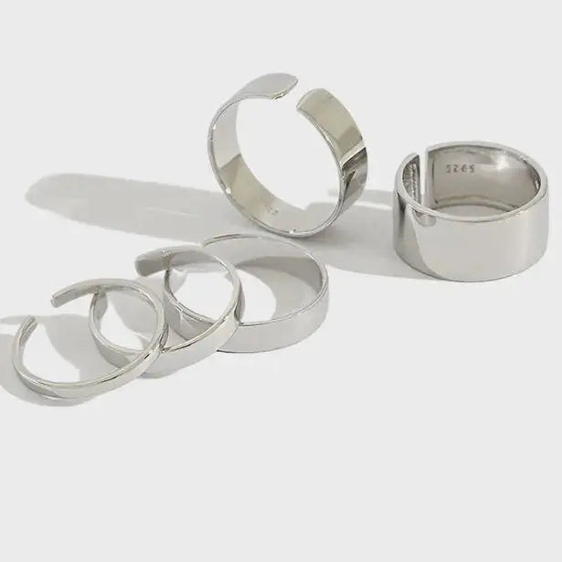 Lovcia Simple Minimalist Prime Circle 925 Sterling Silver Adjustable Tail Ring-Rings-Large Size-2MM-Large Size